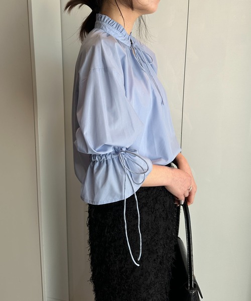 solleim(ソルレム)の「プチフリルリボンブラウス(シャツ/ブラウス・レディース・ブルー/オフホワイト/ブラック/イエロー・M)」の13枚目の写真