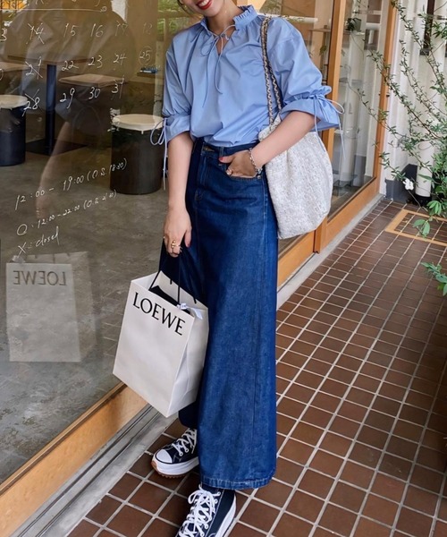 solleim(ソルレム)の「プチフリルリボンブラウス(シャツ/ブラウス・レディース・ブルー/オフホワイト/ブラック/イエロー・M)」の19枚目の写真