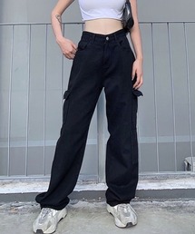 HALEY PESCA/ハイウエスト カラーデニムカーゴパンツ