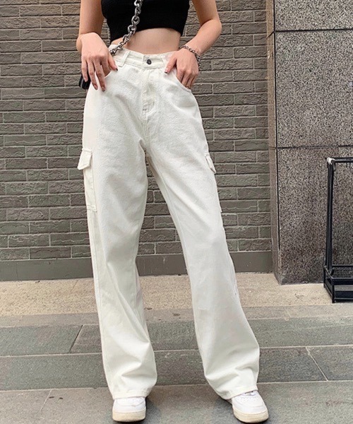 HALEY PESCA(ヘーリーペスカ)の「HALEY PESCA/ハイウエスト カラーデニムカーゴパンツ(デニムパンツ・レディース・ホワイト/その他/ブラック・LARGE/MEDIUM/SMALL)」の17枚目の写真