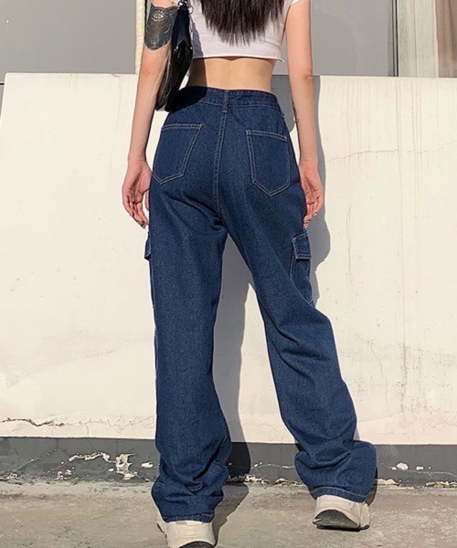 HALEY PESCA(ヘーリーペスカ)の「HALEY PESCA/ハイウエスト カラーデニムカーゴパンツ(デニムパンツ・レディース・ホワイト/その他/ブラック・LARGE/MEDIUM/SMALL)」の6枚目の写真