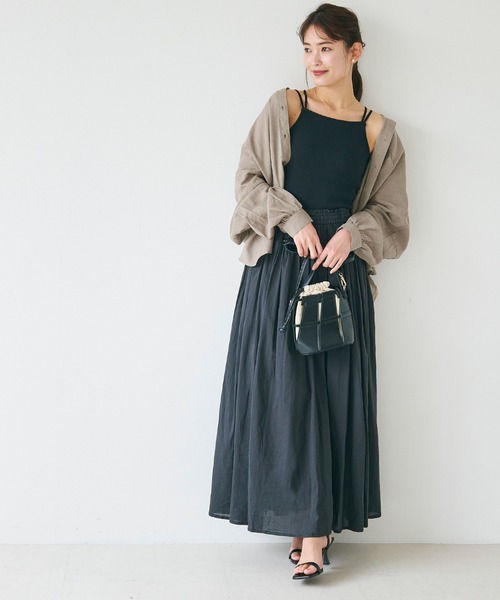 coca(coca)(コカ)の「麻混オーバーサイズシャツ/吸水速乾/接触冷感(シャツ/ブラウス・レディース・グレイッシュベージュ/ブラック/ライトブルー/ホワイト・M/L)」の21枚目の写真