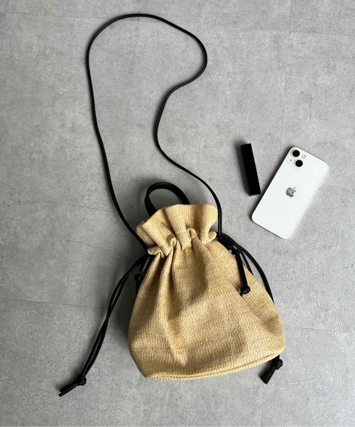 Chez toi(シェトワ)の「雑材巾着2WAYショルダー(ショルダーバッグ・レディース・ブラック/モカ/ベージュ・FREE)」の18枚目の写真