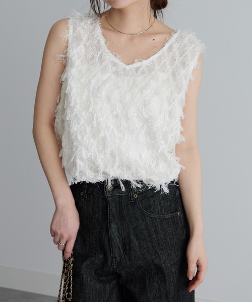 RANAN（ラナン）の「カットジャカードブラウス（シャツ/ブラウス・レディース・ブラック/ホワイト・LL/L/M）」の3枚目の写真