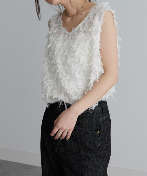 RANAN（ラナン）の「カットジャカードブラウス（シャツ/ブラウス・レディース・ブラック/ホワイト・LL/L/M）」の4枚目の写真