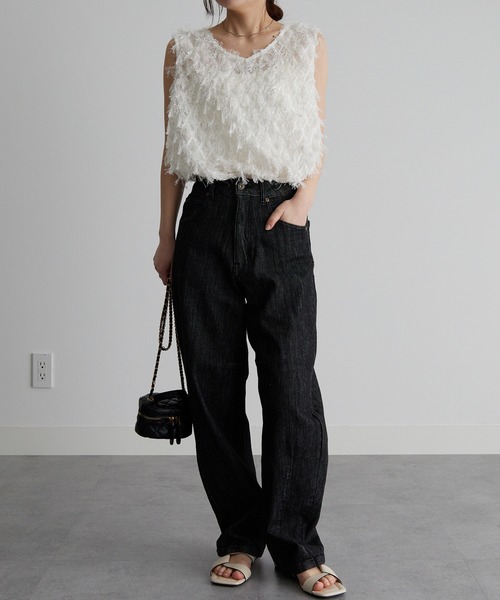 RANAN（ラナン）の「カットジャカードブラウス（シャツ/ブラウス・レディース・ブラック/ホワイト・LL/L/M）」の5枚目の写真