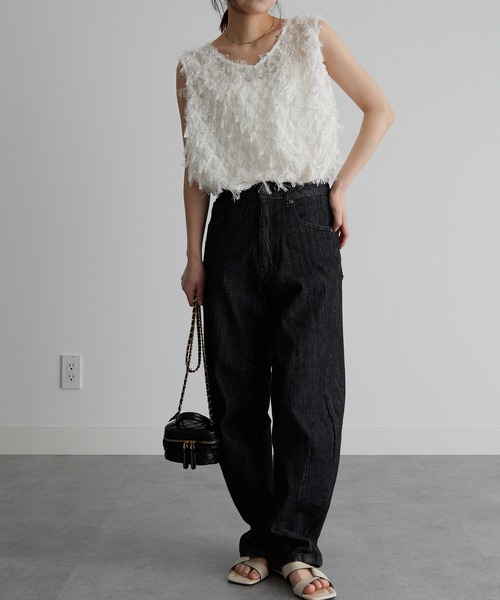 RANAN（ラナン）の「カットジャカードブラウス（シャツ/ブラウス・レディース・ブラック/ホワイト・LL/L/M）」の6枚目の写真