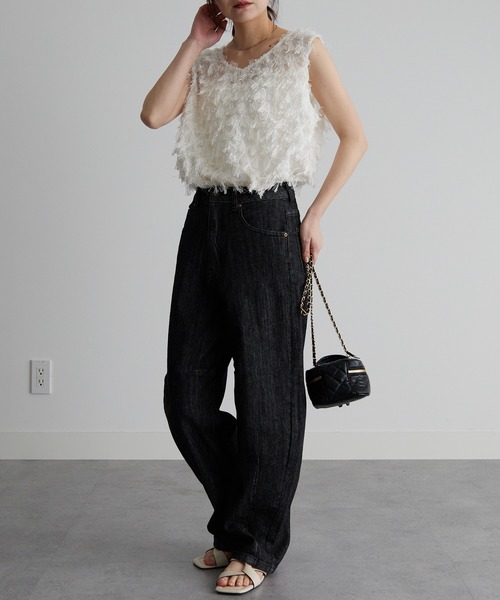 RANAN（ラナン）の「カットジャカードブラウス（シャツ/ブラウス・レディース・ブラック/ホワイト・LL/L/M）」の9枚目の写真