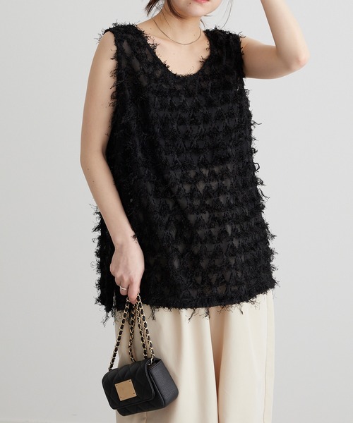 RANAN（ラナン）の「カットジャカードブラウス（シャツ/ブラウス・レディース・ブラック/ホワイト・LL/L/M）」の11枚目の写真