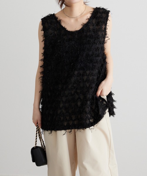 RANAN（ラナン）の「カットジャカードブラウス（シャツ/ブラウス・レディース・ブラック/ホワイト・LL/L/M）」の12枚目の写真