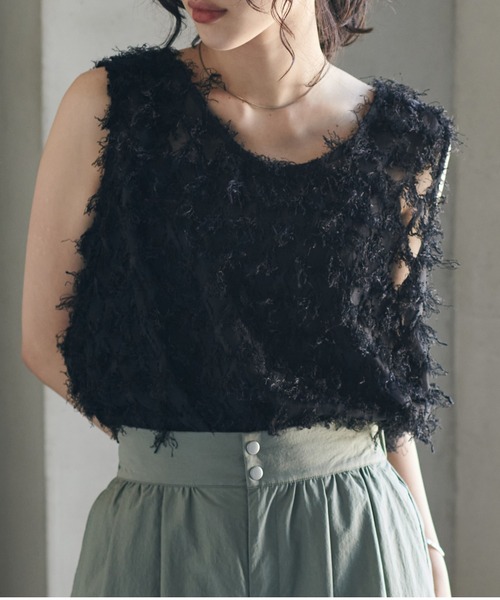 RANAN（ラナン）の「カットジャカードブラウス（シャツ/ブラウス・レディース・ブラック/ホワイト・LL/L/M）」の22枚目の写真