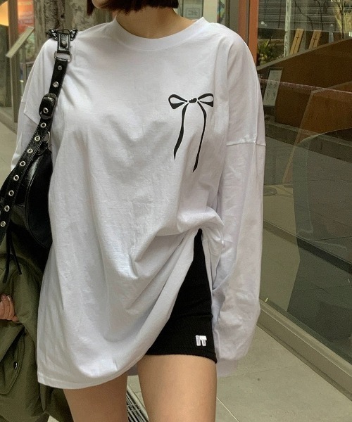 Vipoa(ヴィポア)の「リボンアクセントロンTee(Tシャツ/カットソー・レディース・ホワイト/ブラック・FREE)」の7枚目の写真
