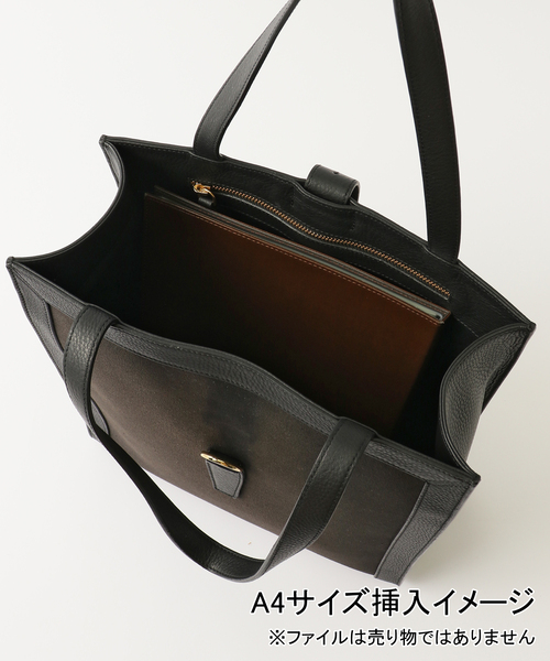 EDIFICE(エディフィス)の「【S.MANO / エス マーノ】CANVAS VERTICAL TOTE(トートバッグ・メンズ・ブラック/ブラウン・FREE)」の19枚目の写真
