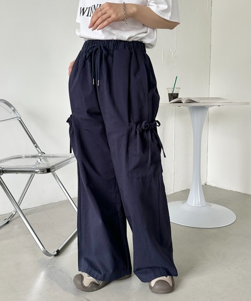 CLEA（クレア）の「ギャザーリボンポケット ワイドカーゴパンツ