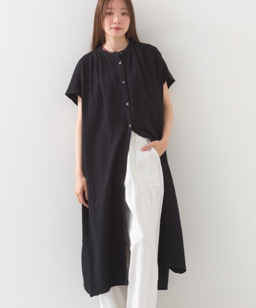 OMNES（オムネス）の「ダブルガーゼフレンチスリーブロングシャツ（ワンピース・レディース・ブラック/ホワイト/ライム/モカ/ブルー系その他/ブルー系その他2・FREE）」の12枚目の写真