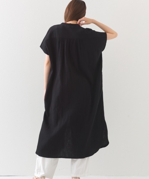 OMNES（オムネス）の「ダブルガーゼフレンチスリーブロングシャツ（ワンピース・レディース・ブラック/ホワイト/ライム/モカ/ブルー系その他/ブルー系その他2・FREE）」の14枚目の写真
