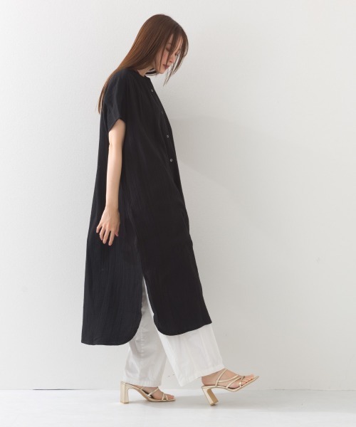 OMNES（オムネス）の「ダブルガーゼフレンチスリーブロングシャツ（ワンピース・レディース・ブラック/ホワイト/ライム/モカ/ブルー系その他/ブルー系その他2・FREE）」の16枚目の写真