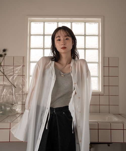 mideal(マイディール)の「logo plate camisole / ロゴプレートキャミソール(キャミソール・レディース・アイボリー/杢グレー/グリーン/ピンク・FREE)」の13枚目の写真