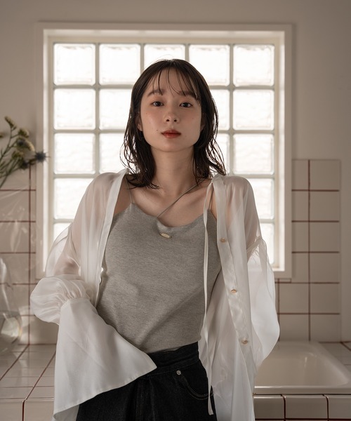 mideal(マイディール)の「logo plate camisole / ロゴプレートキャミソール(キャミソール・レディース・アイボリー/杢グレー/グリーン/ピンク・FREE)」の14枚目の写真
