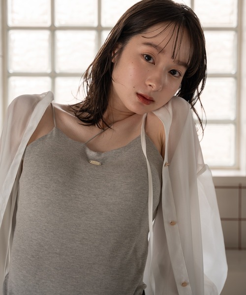 mideal(マイディール)の「logo plate camisole / ロゴプレートキャミソール(キャミソール・レディース・アイボリー/杢グレー/グリーン/ピンク・FREE)」の15枚目の写真