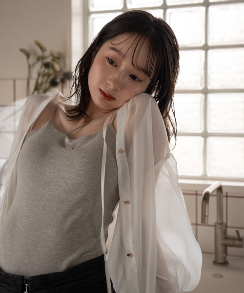 mideal(マイディール)の「logo plate camisole / ロゴプレートキャミソール(キャミソール・レディース・アイボリー/杢グレー/グリーン/ピンク・FREE)」の16枚目の写真