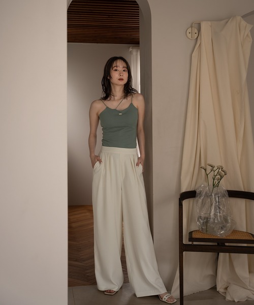 mideal(マイディール)の「logo plate camisole / ロゴプレートキャミソール(キャミソール・レディース・アイボリー/杢グレー/グリーン/ピンク・FREE)」の17枚目の写真