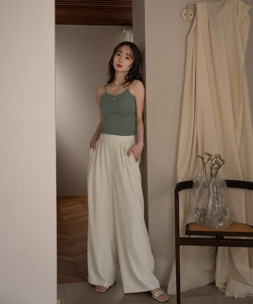 mideal(マイディール)の「logo plate camisole / ロゴプレートキャミソール(キャミソール・レディース・アイボリー/杢グレー/グリーン/ピンク・FREE)」の8枚目の写真