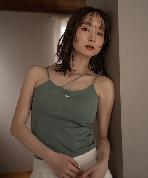 mideal(マイディール)の「logo plate camisole / ロゴプレートキャミソール(キャミソール・レディース・アイボリー/杢グレー/グリーン/ピンク・FREE)」の18枚目の写真
