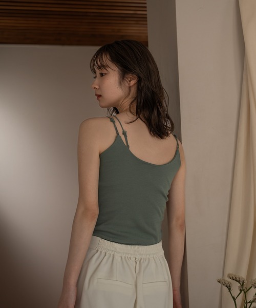 mideal(マイディール)の「logo plate camisole / ロゴプレートキャミソール(キャミソール・レディース・アイボリー/杢グレー/グリーン/ピンク・FREE)」の7枚目の写真