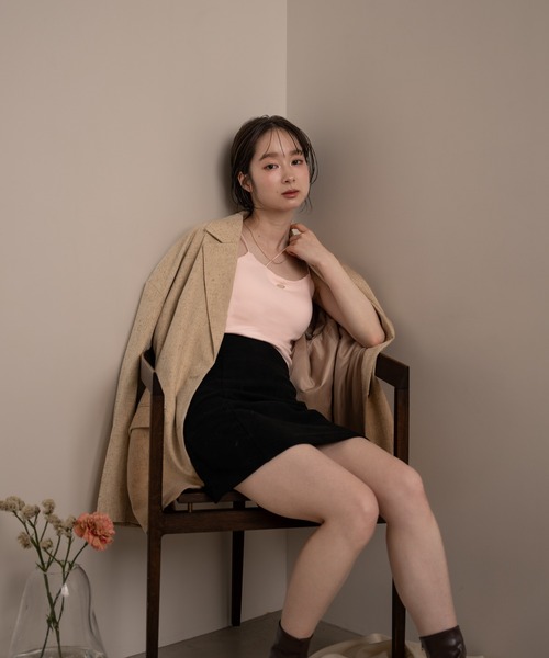 mideal(マイディール)の「logo plate camisole / ロゴプレートキャミソール(キャミソール・レディース・アイボリー/杢グレー/グリーン/ピンク・FREE)」の6枚目の写真