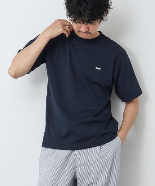 NOLLEY’S（ノーリーズ）の「《吸水速乾・UVカット》クジラ刺しゅう クルーネックTシャツ（Tシャツ/カットソー・メンズ・グレイッシュベージュ/チャコールグレー/ホワイト/ネイビー・L/M/XL/S）」の6枚目の写真
