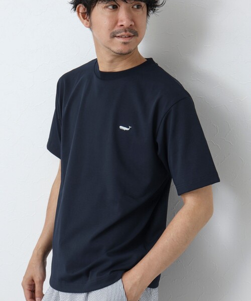 NOLLEY’S（ノーリーズ）の「《吸水速乾・UVカット》クジラ刺しゅう クルーネックTシャツ（Tシャツ/カットソー・メンズ・グレイッシュベージュ/チャコールグレー/ホワイト/ネイビー・L/M/XL/S）」の10枚目の写真