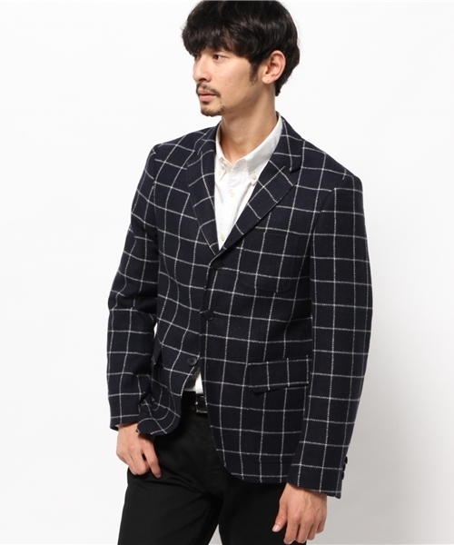 koe(コエ)の「ツイードウインドペン3釦ジャケット(テーラードジャケット・メンズ・グレー/ネイビー・MEDIUM/SMALL/LARGE/LL)」の2枚目の写真