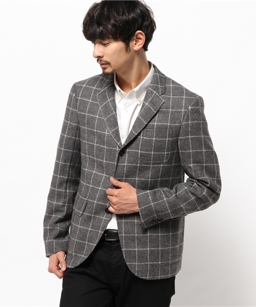 koe(コエ)の「ツイードウインドペン3釦ジャケット(テーラードジャケット・メンズ・グレー/ネイビー・MEDIUM/SMALL/LARGE/LL)」の1枚目の写真