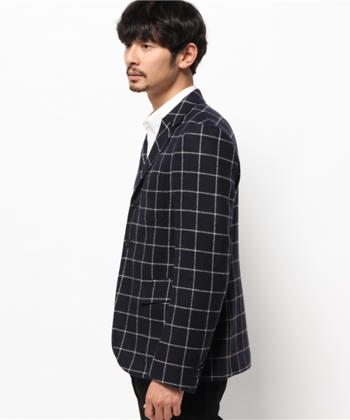 koe(コエ)の「ツイードウインドペン3釦ジャケット(テーラードジャケット・メンズ・グレー/ネイビー・MEDIUM/SMALL/LARGE/LL)」の3枚目の写真