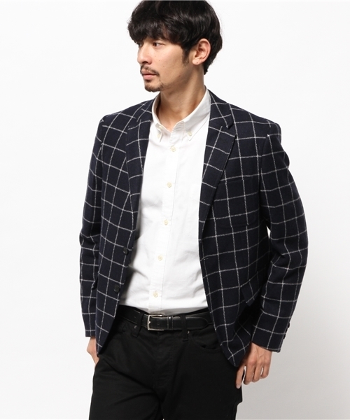 koe(コエ)の「ツイードウインドペン3釦ジャケット(テーラードジャケット・メンズ・グレー/ネイビー・MEDIUM/SMALL/LARGE/LL)」の5枚目の写真