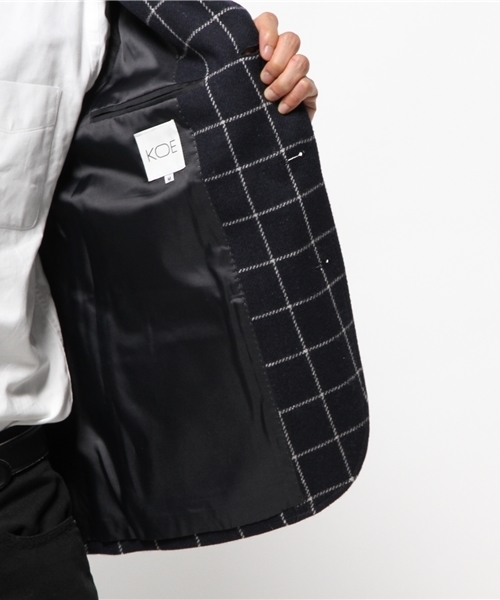 koe(コエ)の「ツイードウインドペン3釦ジャケット(テーラードジャケット・メンズ・グレー/ネイビー・MEDIUM/SMALL/LARGE/LL)」の12枚目の写真