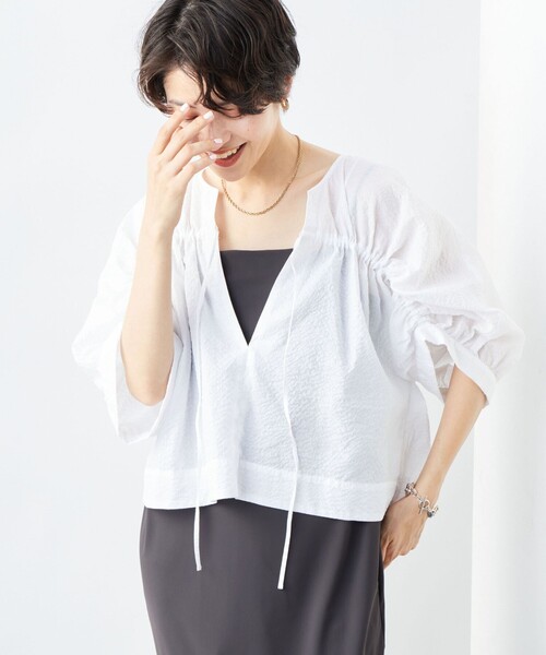 Rie Miller(リエミラー)の「2WAYドロストリングスリーブブラウス(シャツ/ブラウス・レディース・ホワイト/ブラック/ベビーピンク・38)」の9枚目の写真