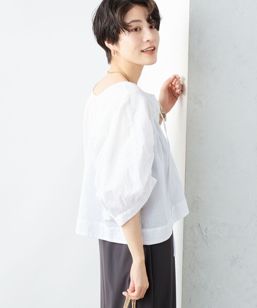 Rie Miller(リエミラー)の「2WAYドロストリングスリーブブラウス(シャツ/ブラウス・レディース・ホワイト/ブラック/ベビーピンク・38)」の11枚目の写真