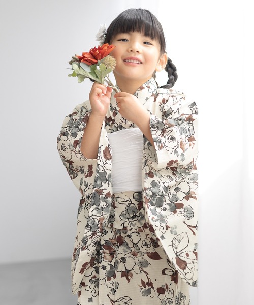 キッズ浴衣2点セット （浴衣＋帯） 子ども 100/110/120/130cm