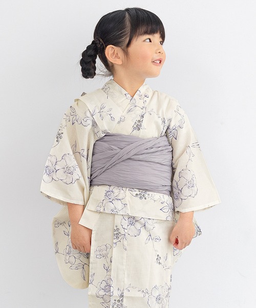 キッズ浴衣2点セット （浴衣＋帯） 子ども 100/110/120/130cm（浴衣  