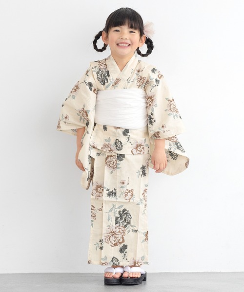 キッズ浴衣2点セット （浴衣＋帯） 子ども 100/110/120/130cm