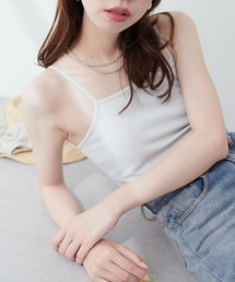 ラメフライスカップ付スクエアキャミ