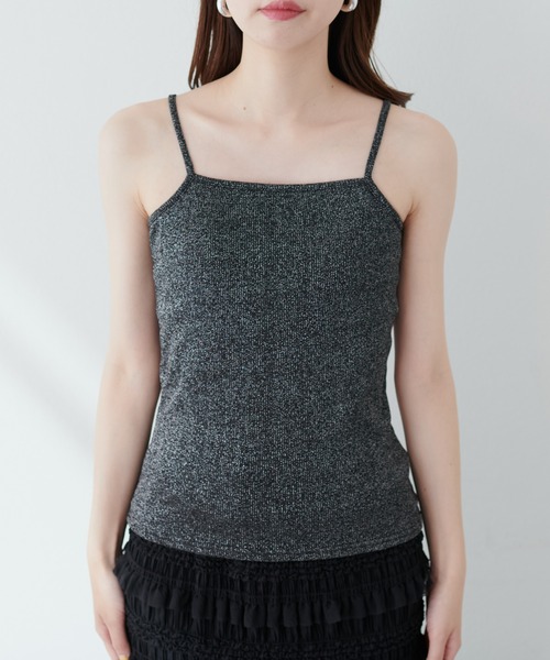 natural couture(ナチュラルクチュール)の「ラメフライスカップ付スクエアキャミ(キャミソール・レディース・ライトグレー/ブラック/ピンクベージュ・FREE)」の21枚目の写真