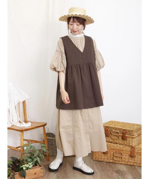 Samansa Mos2（サマンサ モスモス）の「リネン混Vネックベスト（ベスト・レディース・チャコールグレー/ブラック/ブラウン/キナリ・F）」の8枚目の写真