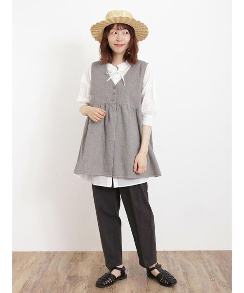 サマンサモスモス　クロスリネン　ベスト セール】【Cross×Linen】並びボタンベスト（ベスト）｜Samansa