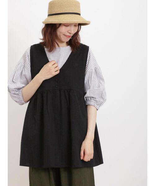 Samansa Mos2（サマンサ モスモス）の「リネン混Vネックベスト（ベスト・レディース・チャコールグレー/ブラック/ブラウン/キナリ・F）」の16枚目の写真