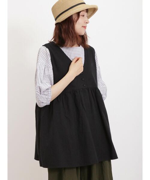 Samansa Mos2（サマンサ モスモス）の「リネン混Vネックベスト（ベスト・レディース・チャコールグレー/ブラック/ブラウン/キナリ・F）」の17枚目の写真