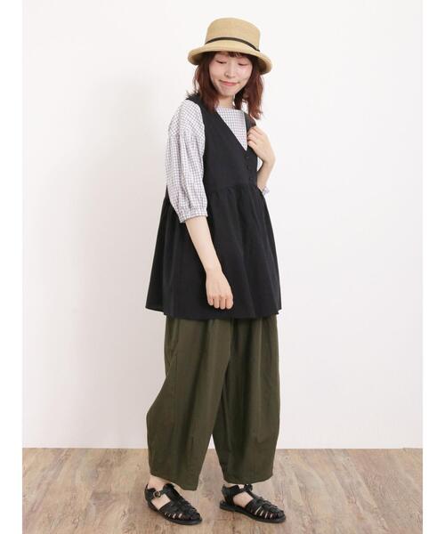 Samansa Mos2（サマンサ モスモス）の「リネン混Vネックベスト（ベスト・レディース・チャコールグレー/ブラック/ブラウン/キナリ・F）」の18枚目の写真