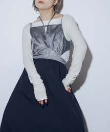 Nuance jacquard バックオープンキャミドレス